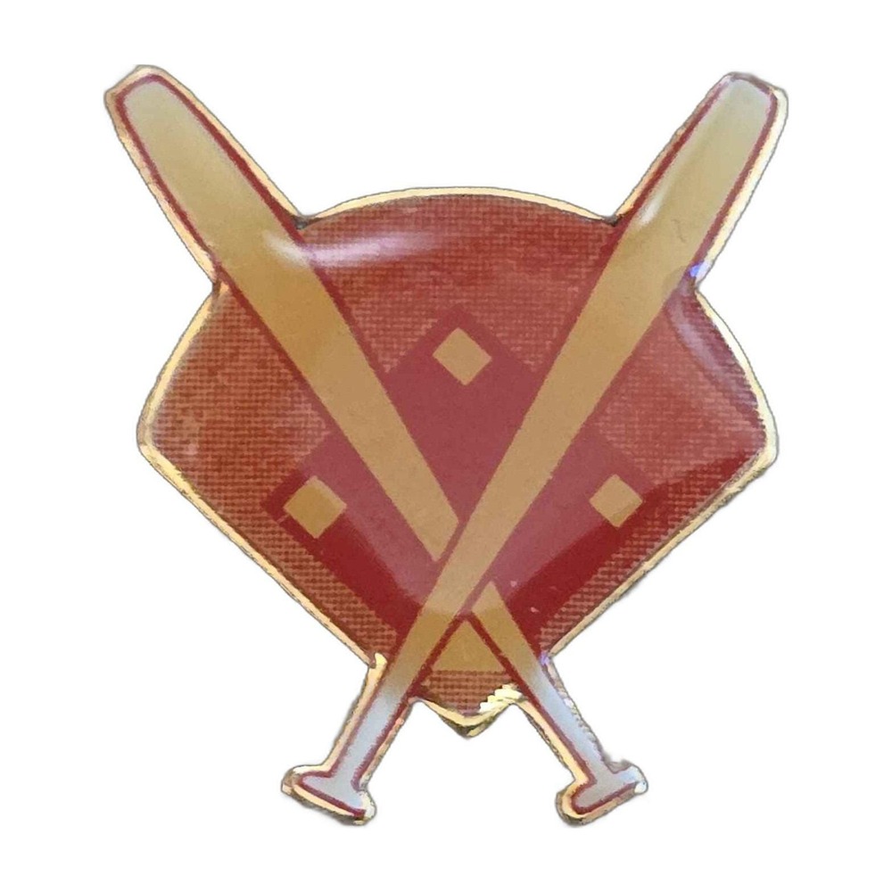 Red Baseball Diamond Crossed Bats Lapel Vest Hat Pin J9